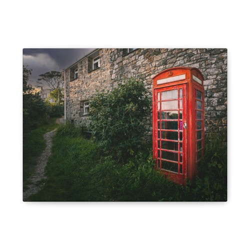 Vintage red phone booth canvas - red,