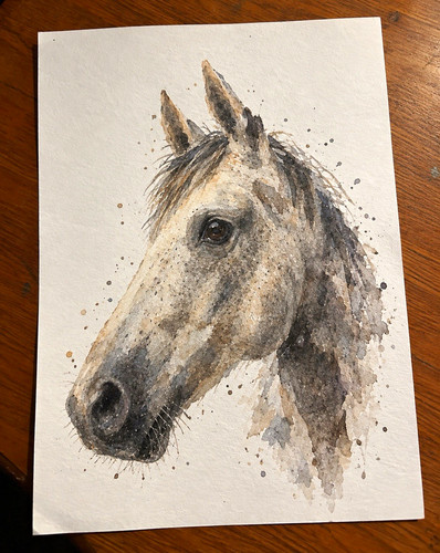 Horse head watercolour print - watercolour,