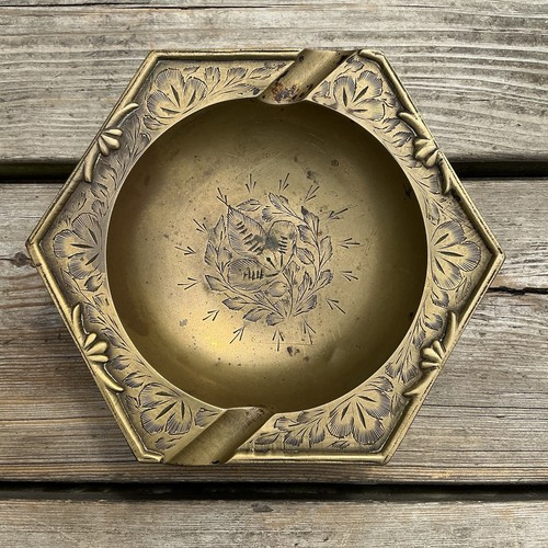 Old vintage brass footed - vintage,