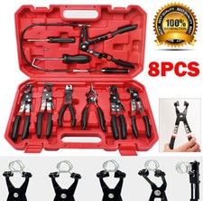 Automotive Flexible Hose Clamp Clip Pliers Set Swivel Jaw Flat Angled 9pc UK