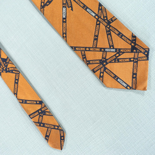 Moschino tie mens brown silk - moschino,