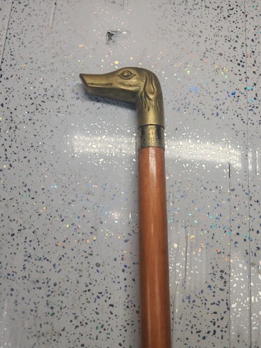 Antique brass dog head - brass,