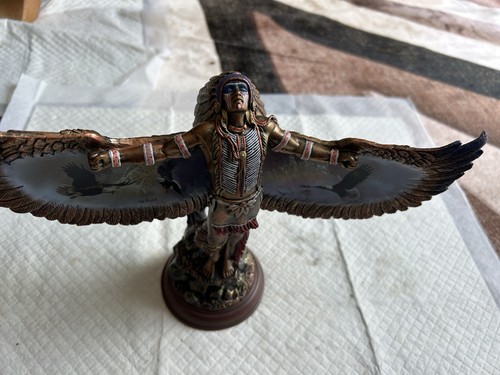 Bronze american indian statue - bronze,