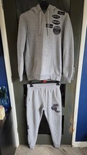 Mercier Grey Stretch Jersey Hoodie Tracksuit Size S