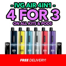 IVG Air 4 in 1 Vape Kit & Replacement Pods| Rechargeable Vape| 2400 puffs |E-Cig