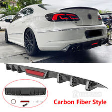 6 Fin Rear Diffuser Bumper Spoiler Lip w/LED Lights For VW Passat CC B5 B6 B7 B8