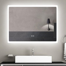 Bluetooth Bathroom Mirror with Shaver Socket, Dimmable, Demister, 3 Colours LED
