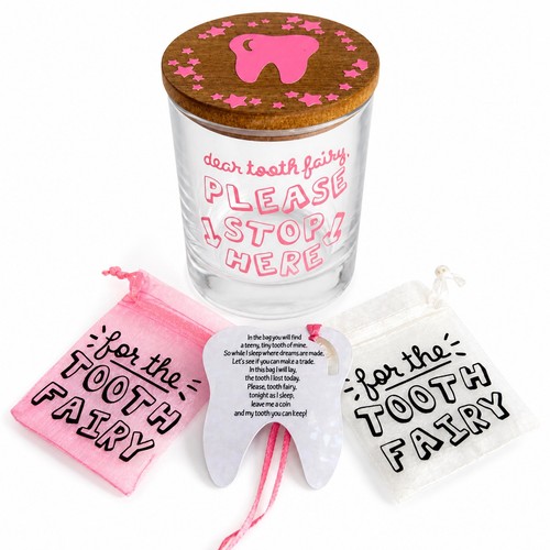 Pink tooth fairy jar - jar, in