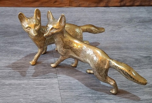 Vintage heavy solid brass fox - heavy,