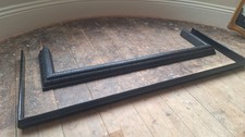 Pair of cast iron fireplace fender ornate vintage antique black hearth metal
