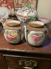 James Hadley Pair Of Rose Painted Vases 1904 Signed And Incised Impressed 3.25”