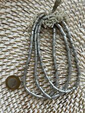 Ethiopian Silver Metal Rectangular Tube Beads. African Trade Beads. Large Hole