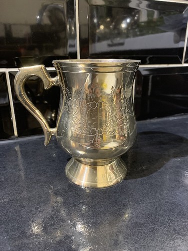 Vintage solid brass tankard - brass,