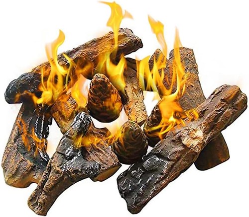 Gas fireplace woods ceramic - fireplace,