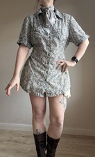 Tie Back Long Shirt Dress Indie Vintage Boho 90s Multiple Sizes