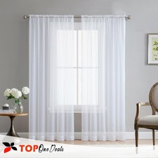 Pair (2 Panels) White Voile