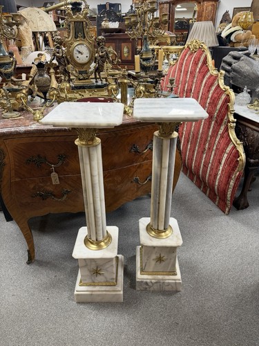 Pair marble columns - pair, flutted