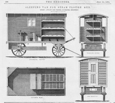 AVELING & PORTER Sleeping Van for Steam Plough Men Antique Print 1874