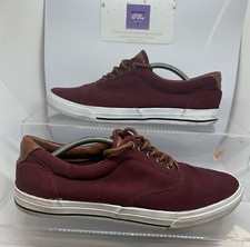 Authentic Casual Wear Men’s Burgundy Canvas Low Top Lace Up Trainers UK Size 10