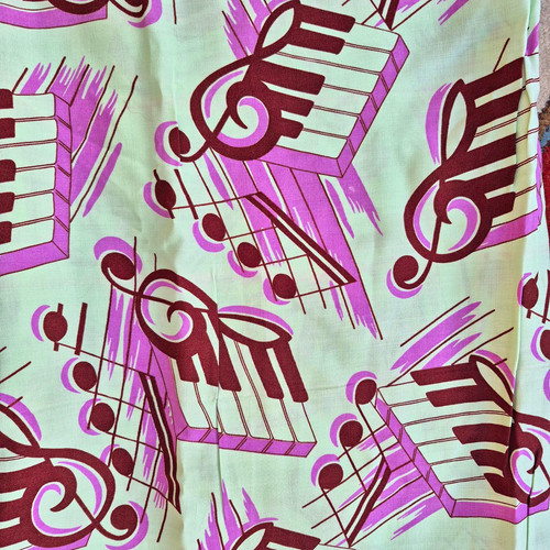 Vintage fabric musical notes - vintage,