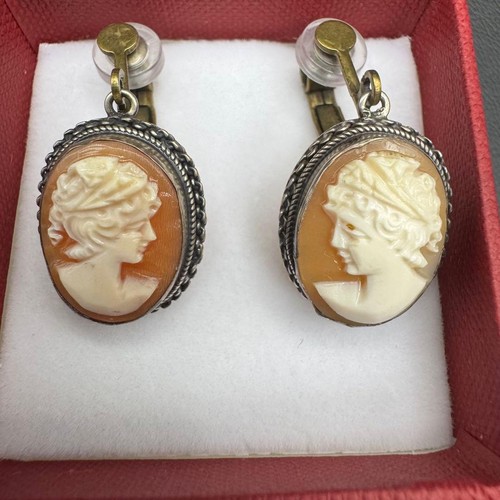 Shell cameo vintage earrings - cameo,
