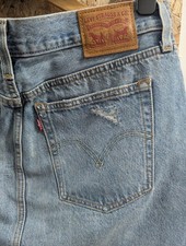 Levi Strauss Denim Mini Skirt Womens Size 12 W30 Distressed Casual Short Blue