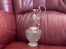 Vintage Italian glass decanter silver cut glass sherry wine port jug carafe