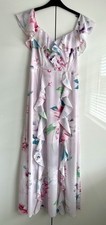 Lipsy Pink Floral Women’s Maxi Dress, Ruffle Detail, Size 8, New Without Tags