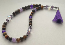 Semi-Precious Tiger's Eye & Amethyst & Glass Bead Islamic 33 Bead Prayer Tasbih.