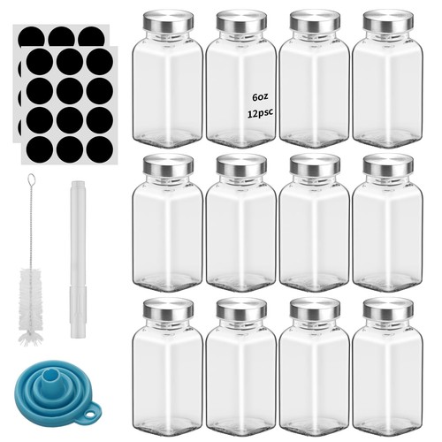2pcs 6oz glass spice jars - glass, 304