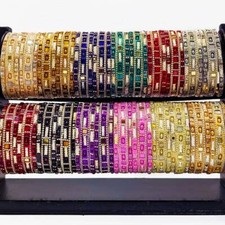 72 Indian Handmade Lakh Metal Bangles Adult Sizes 2.4 2.6 2.8 2.10 Dolki Mehndi