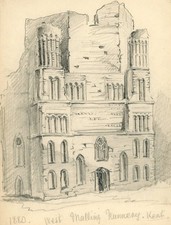 West Malling Nunnery (Abbey) KENT, Original Sketch, 1880