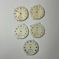Lot Of Five Pocket Watch Dials, 2X Ingersoll “Triumph”, 2X Ingersoll, 1X Smiths