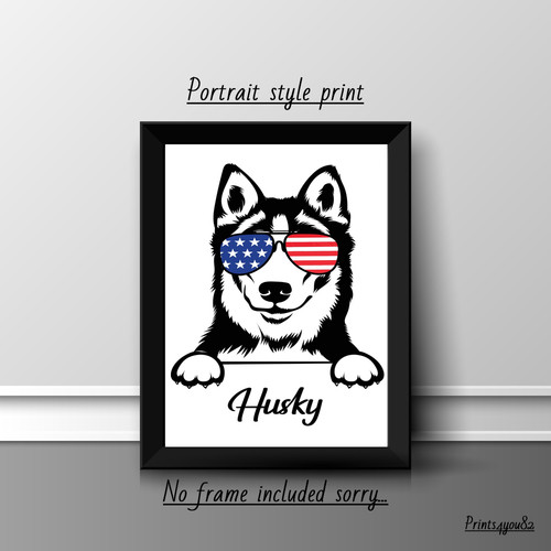 Alaskan husky pet dog - pet, print