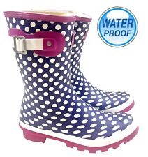 LADIES FLAT WATERPROOF WELLIES RAIN SNOW FESTIVAL GARDEN WELLINGTON  BOOTS SIZE