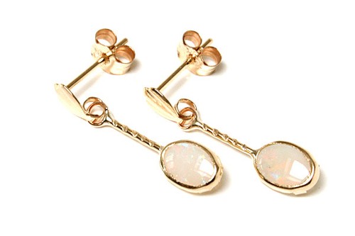 9ct gold opal drop earrings - opal,