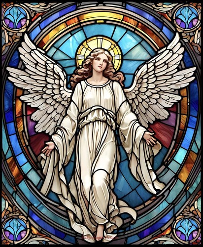 Stained glass angel chart - angel,