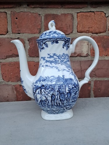 Vintage blue and white - white, coffee