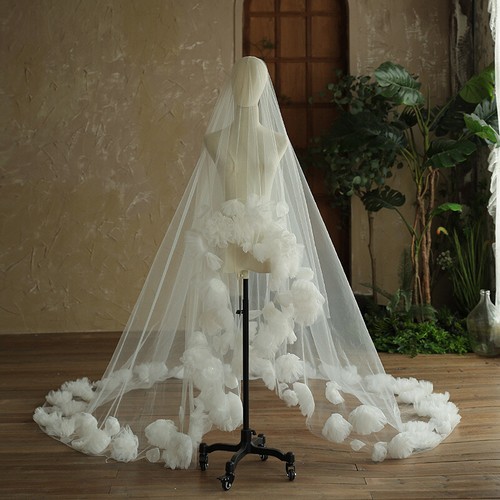 Flower rose bridal veils - 3d,