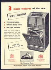 HMV Radiogram - Vintage Original 1940s ADVERTISEMENT. Free UK Postage