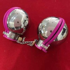 Stainless Steel Ball Handcuffs Lockable Bondage Mittens Lock Restraints Slave SM