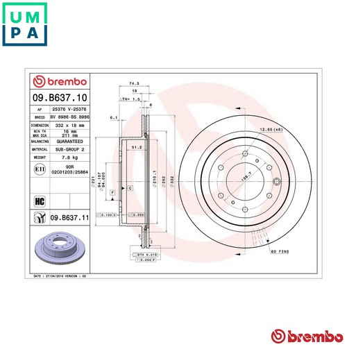 Brake disc b637 - disc, 09.b637.11