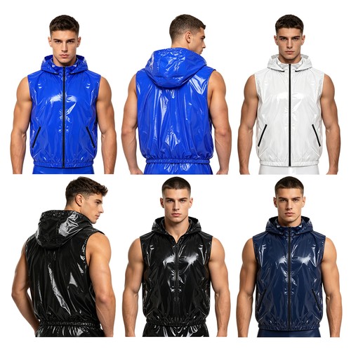 Men shiny wet look hooded - men,
