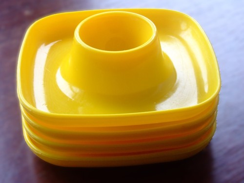 Four vintage yellow plastic - four,