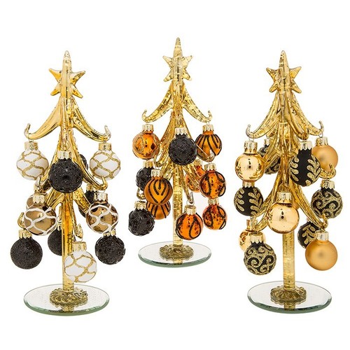 Gold glass christmas trees - gold,
