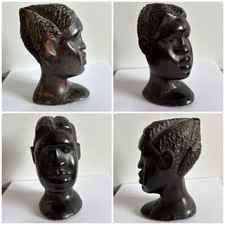 African Hand Carved Women’s Head / Bust Vintage Ebony Wood Art Mid Century