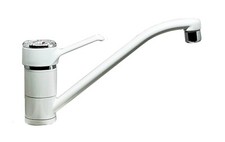 White Kitchen Sink Tap Mono Bloc Single Lever Swivel Spout Mixer Taps
