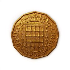 Coin 1959 Three Pence £1 1999 English Oak 2006 Railway Bridge £1 1990Welsh Leek