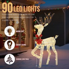 1.2M Lighted Reindeer Christmas Decorations Pre-lit Holiday Decor W/90 LED Light