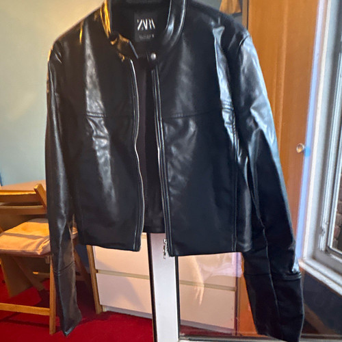 Zara men black leather - men's, biker